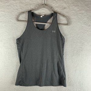 Under Armour Tank Top Women Medium Gray Stretch Heatgear Racerback Pullover 8098